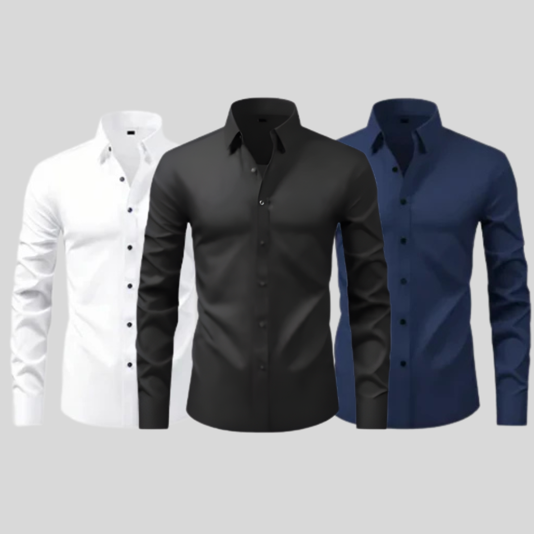 COMPRE 1 LEVE 3 - Brossard Camisa Social Masculina - À Prova D'água, Óleo e Manchas - BLACK FRIDAY